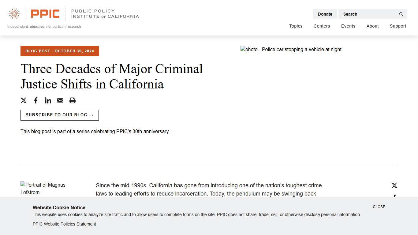 Three Decades of Major Criminal Justice Shifts in California - Public Policy Institute of California